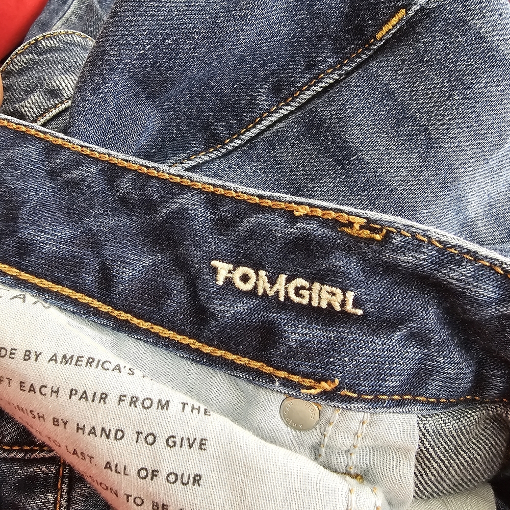 American Eagle Tomgirl Ankle Straight Jeans Distressed Mom Button Fly 18 Reg. - Picture 6 of 10